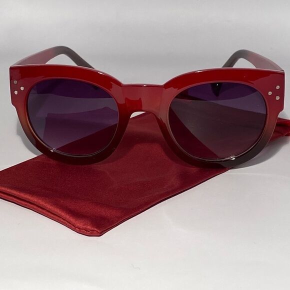 None Accessories - 0541 Dark Red Sweetheart Oversize Sunglasses UV Protection New